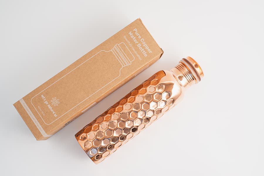 Diamond Hammered Copper Water Bottle | 950ml | Handcrafted