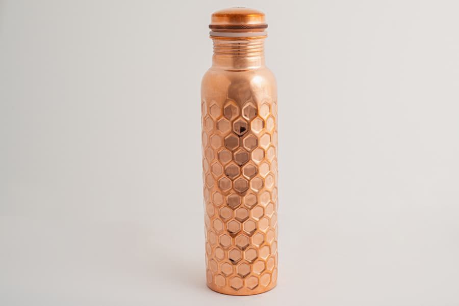 Diamond Hammered Copper Water Bottle | 950ml | Handcrafted